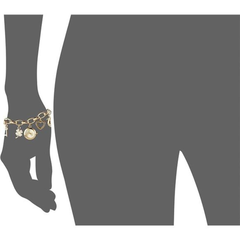 Women's Premium Crystal Accented Gold-Tone Charm Bracelet Watch, 10/7604CHRM - Picture 6 of 7